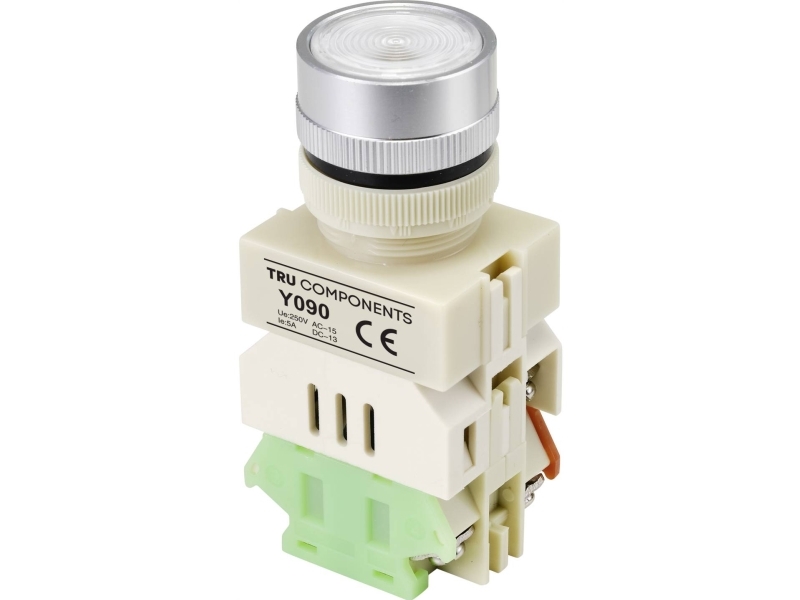 Conrad Drucktaster 250 V/Ac 5 A 1 X Ein/Ein Rastend 1 St., Hvid, 250 V, 5 A