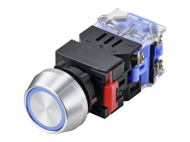 Conrad Las0-L-11Zeb/B/12V Trykknap 250 V 5 A 1 X Off/On Ip40 Latching 1 Stk, Blå, 250 V, 5 A