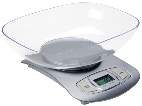 AD 3137s, Elektronisk kjøkkenvekt, 5 kg, 1 g, Sølv, Benkeplate, Knapper