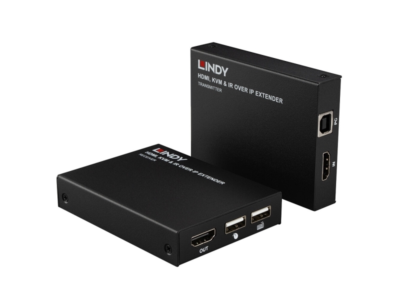 Lindy 39320, Sender & Modtager, Ledningsført, 150 M, Cat5e, Cat6, Sort, Metal