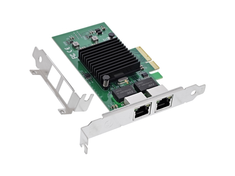 Inline Dual Gigabit-Netværkskort 2X Rj45 1 Gb/S Pcie X4 Inkl. Lavprofil (51125B)
