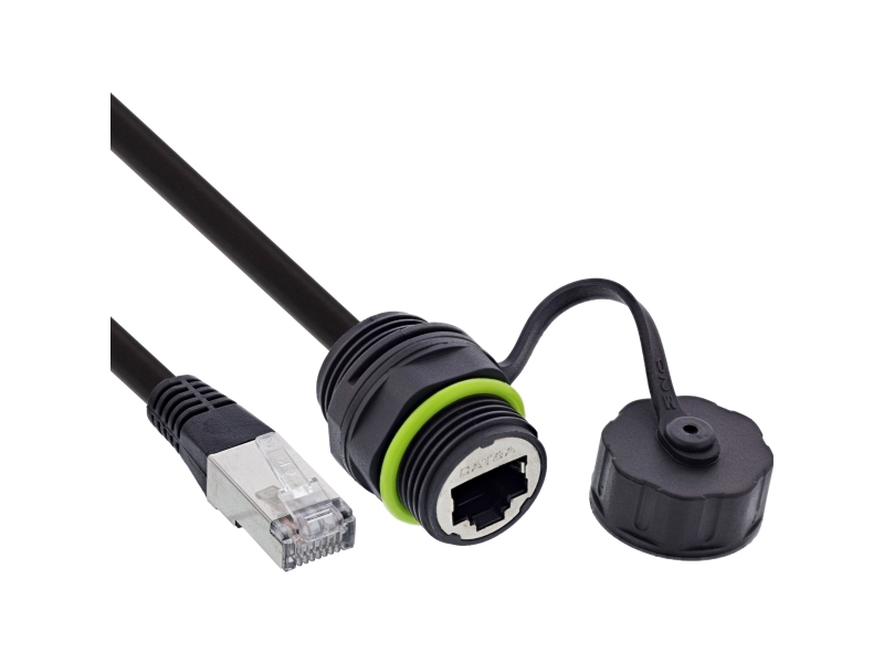 Inline Patchkabelkobler Cat.6A - Ip68 - Rj45 Hun Til Han - 20Cm (69927K)
