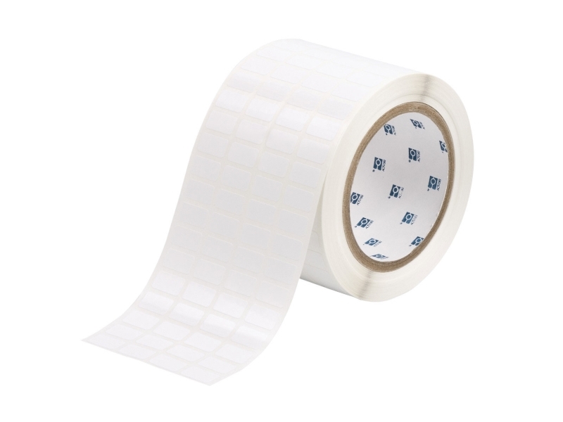 Brady Tht-57-423-10, Weiß, Selbstklebendes Druckeretikett, Gestanztes Etikett, Polyester, Wärmeübertragung, Acryl
