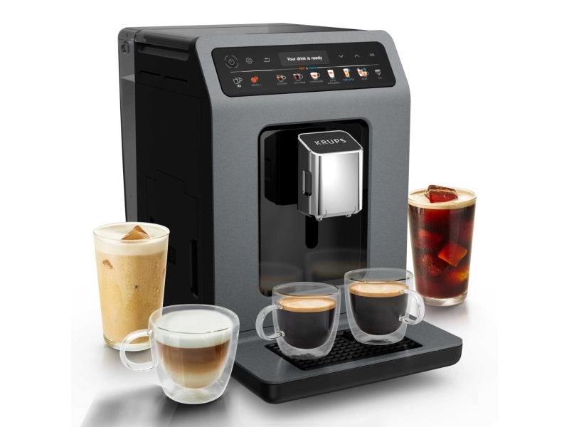 Krups Evidence Hot & Cold EA898GF0, Espressomaskin, 2,5 l, Kaffeb&ouml;nor, Inbyggd kvarn, 1450 W, Svart, Gr&aring;