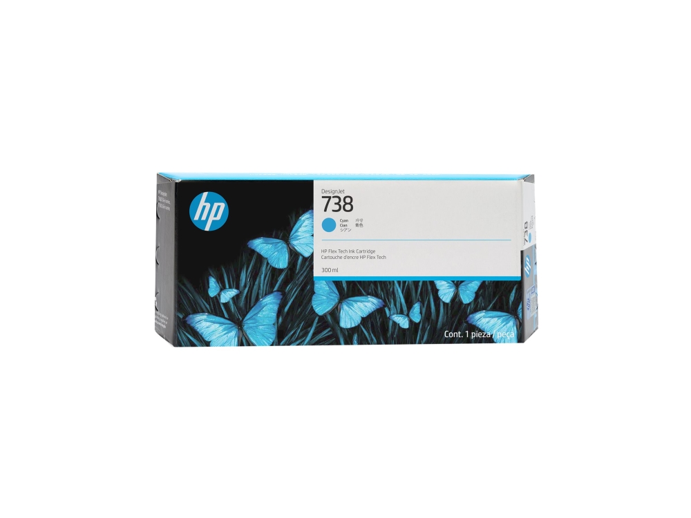 Hp 738 - 300 Ml - Cyan - Original - Designjet - Blækpatron - For Designjet T950