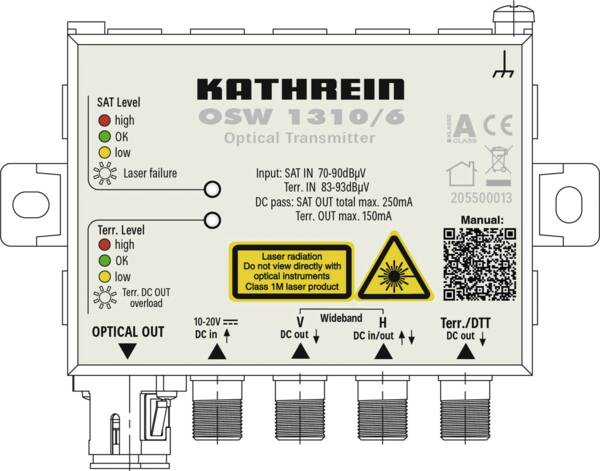 Kathrein Osw 1310/6, Digital Signal Transmitter, 1310 Nm, Weiß, 300 – 2350, 6 Dbm, 10 - 20 V