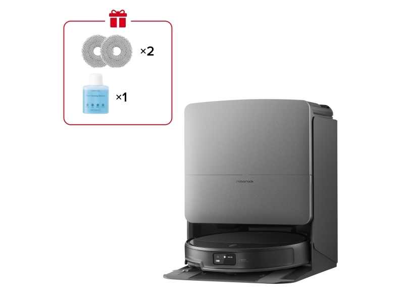 Roborock SAROS 20X, pussiton, musta, pyöreä, pölypussi, 0,259 l, lataus, puhdistus, puhdistuslaite