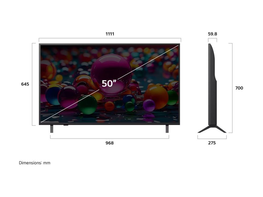 Lg 50Ua75006la - 50" Diagonal Klasse Ua75 Series Led-Bagbelyst Lcd Tv - Uhd Ai - Smart Tv - Webos - 4K Uhd (2160P) 3840 X 2160 - Hdr - Direct Led