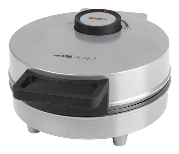 Clatronic HA 3833, 1 vaffel/vafler, Cirkel, Sort, Sølv, 20 cm, Horisontal/vertikal, 1200 W