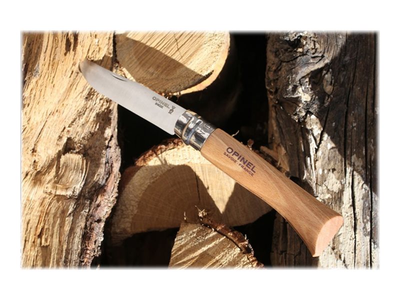 Opinel Tradition N°10 - Foldbar kniv - 10 cm - gul til pink med småt mørkt aske