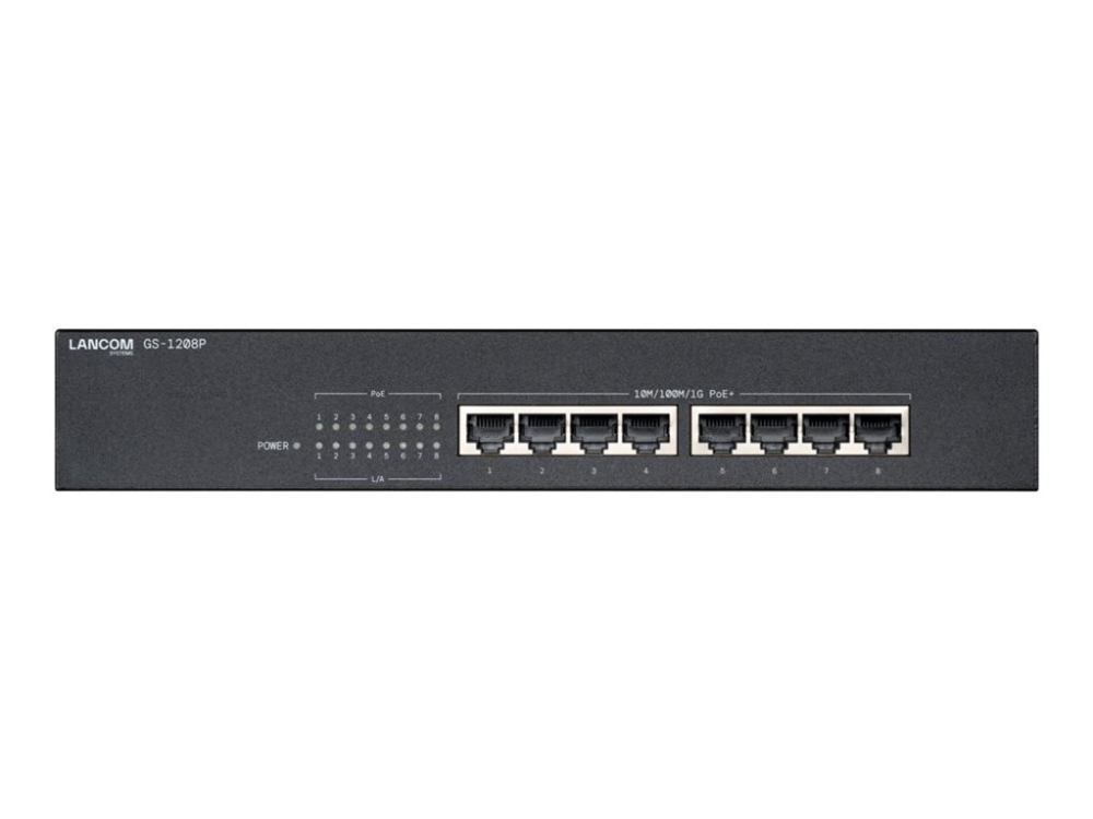 Lancom Gs-1208P, Unmanaged, Gigabit Ethernet (10/100/1000), Power Over Ethernet (Poe), Rack-Einbau, 1U