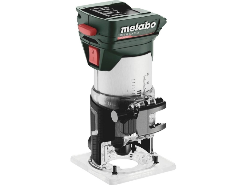 Metabo FMV 18 LTX BL 8, Kiinteä alusta, Harjaton, musta, Vihreä, Ruostumaton teräs, Läpinäkyvä, Muovi, 29000 RPM, 6, 8 (5/16)