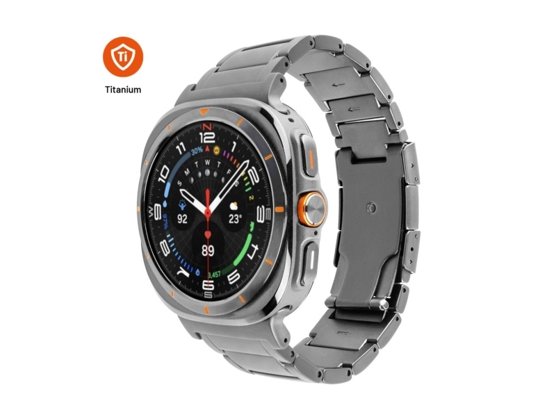 Fixed Titanium Strap, Rem, Smartwatch, Titanium, Samsung, Galaxy Watch Ultra, Titanium, Rustfrit Stål