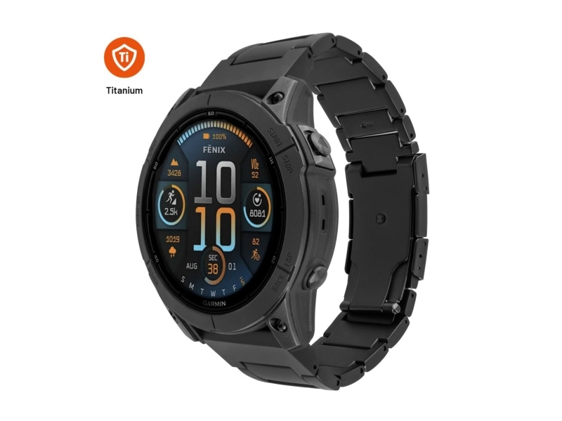Fixed Titanium Strap, Rem, Smartwatch, Sort, Garmin, Quickfit 26Mm, Titanium, Rustfrit Stål