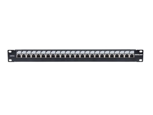 Intellinet Abschließbares 24-Port Cat6 Patchpanel, Ungeschirmt, 24 Ports, 19", Utp, 1 He, Abschließbar, Klemmleisten Mit 90 Grad Abgewinkelten Kabele