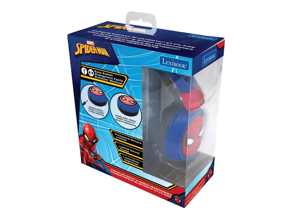 2 i 1 Bluetooth® och trådbundna bekväma hopfällbara hörlurar med säker volym för barn - Spider-Man | TV, Ljud & Bild - Hörlurar & Mikrofoner | GameStuff