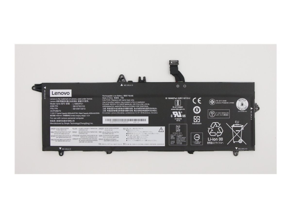 Simplo L18m3pd1 - Batteri Til Bærbar Computer - Litiumion - 3-Cellet - 4950 Mah - 57 Wh - Fru