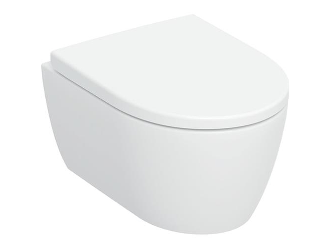 Geberit Icon Hængeskål M/Turboflush Skylleteknik & Keratect - Inkl. Soft Close Toiletsæde - Boltafstand 180 Mm - Kompakt Model 49 Cm