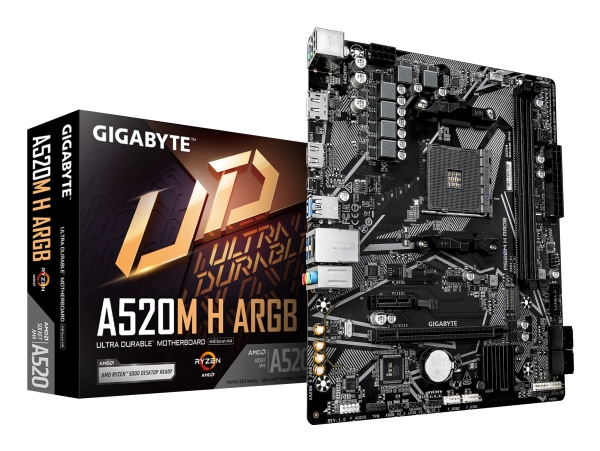 Gigabyte A520m H - Bundkort - Socket Am4 - Usb 3.2 Gen 1 - Onboard Grafik (Cpu Påkrævet) - Hd Audio (8-Kanaler)