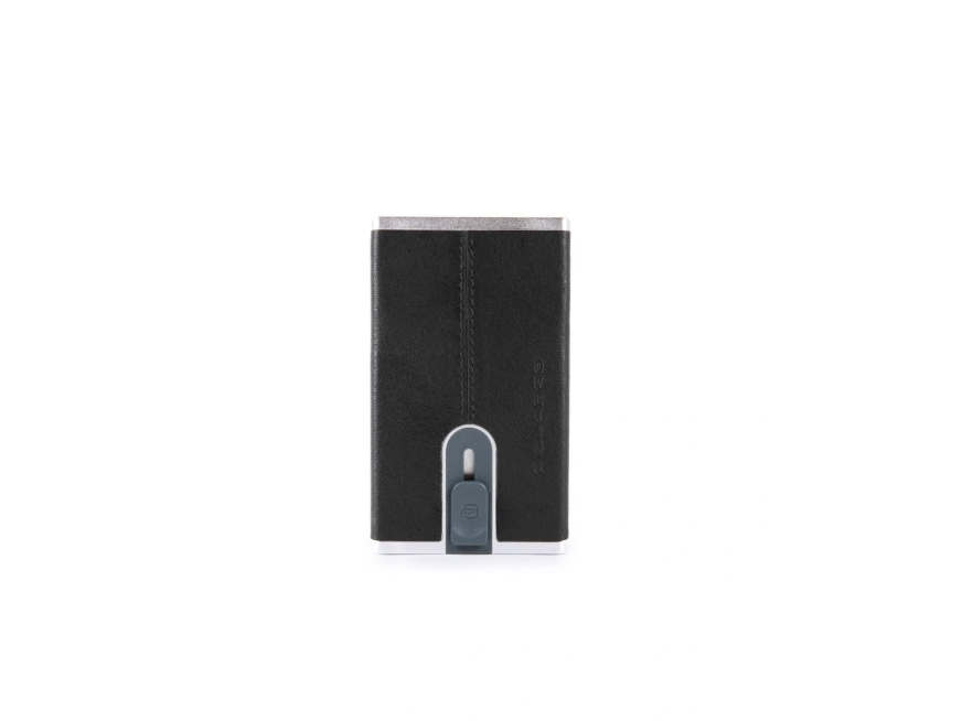Piquadro, Juodas Square, Leather Card Holder, Square Sliding System, Pp4825b3r, Juodas, For Men