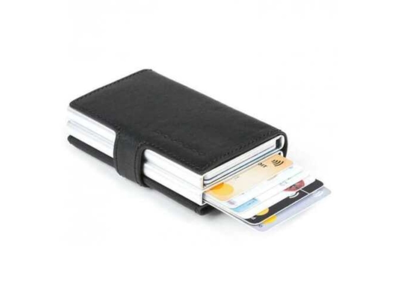 Piquadro Piquadro, Piquadro, Leather, Card Holder, Credit Card Case, Black, Unisex Unisex