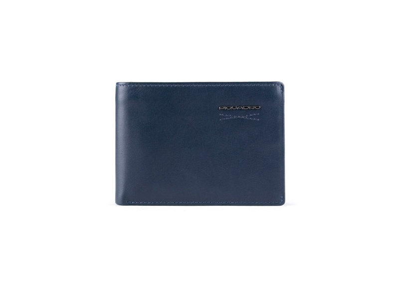 Piquadro Obidos Leder-Geldbörse mit Münzfach Navy für Herren