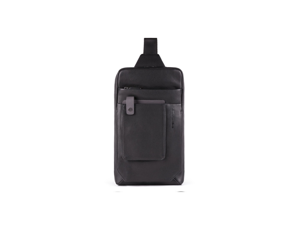 Piquadro Tallin - Læder - Taske - Mono Sling - Sort - Til Mænd - 20 X 33 X 5 Cm