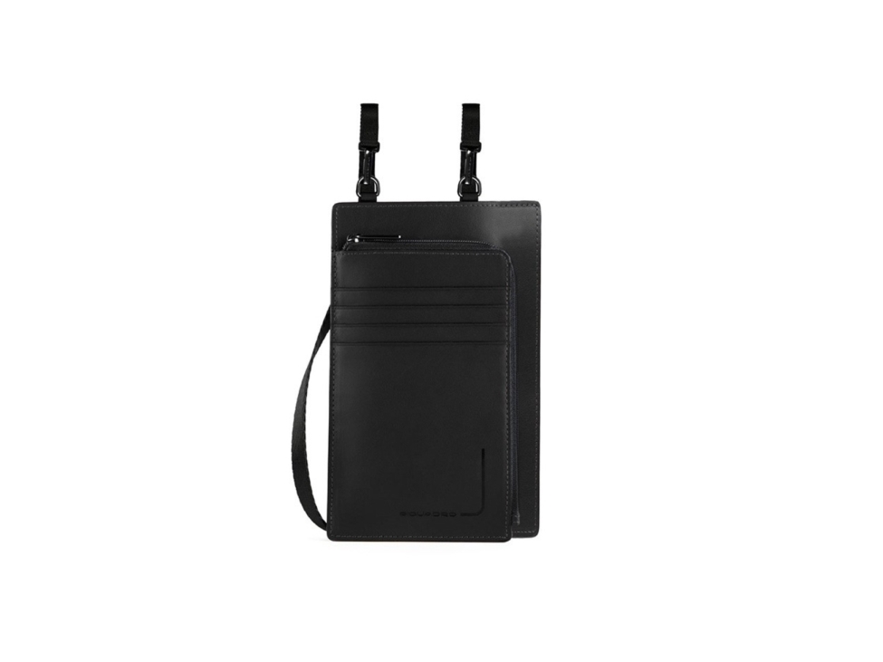 Piquadro crossbodytaske, sort, 11,5 x 19 x 2 cm
