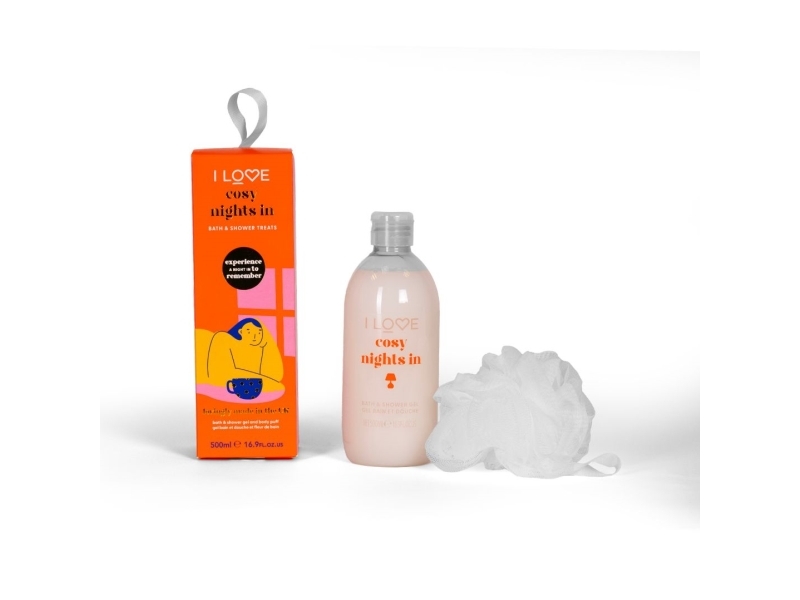Set I Love: Cosy Night's, Hydrating, Shower Gel, For All Skin Types, 500 ml + I Love, Body Sponge