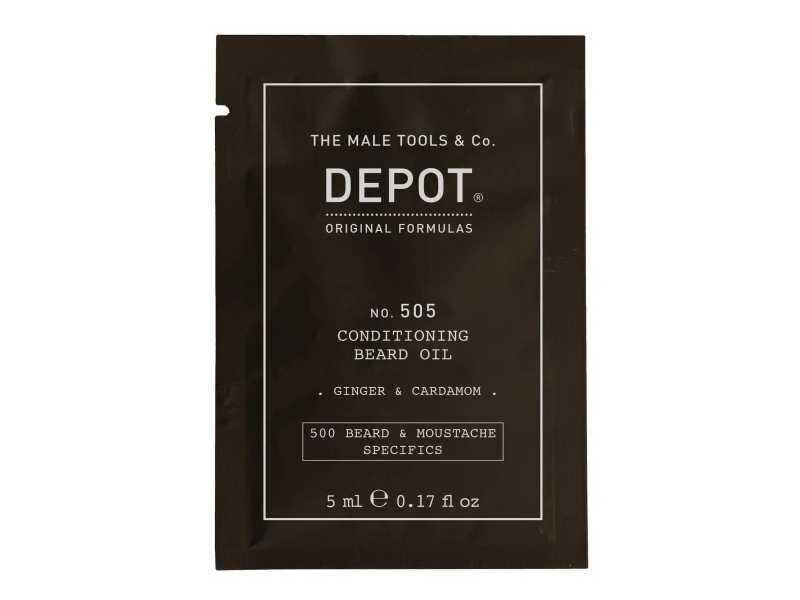 Depot, 500 Beard & Mustache Specifics No. 505, Beard Oil, Ginger & Cardamom, For Shine & Softness, 5 ml | Hårvård - Skäggolja - Skäggolja | GameStuff