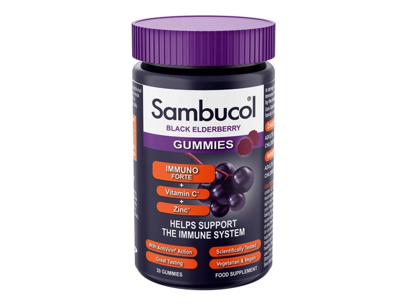 Sambucol Immuno Forte+ Black Eldeberry, Vitamin C & Zinc, gummies, 30 stk