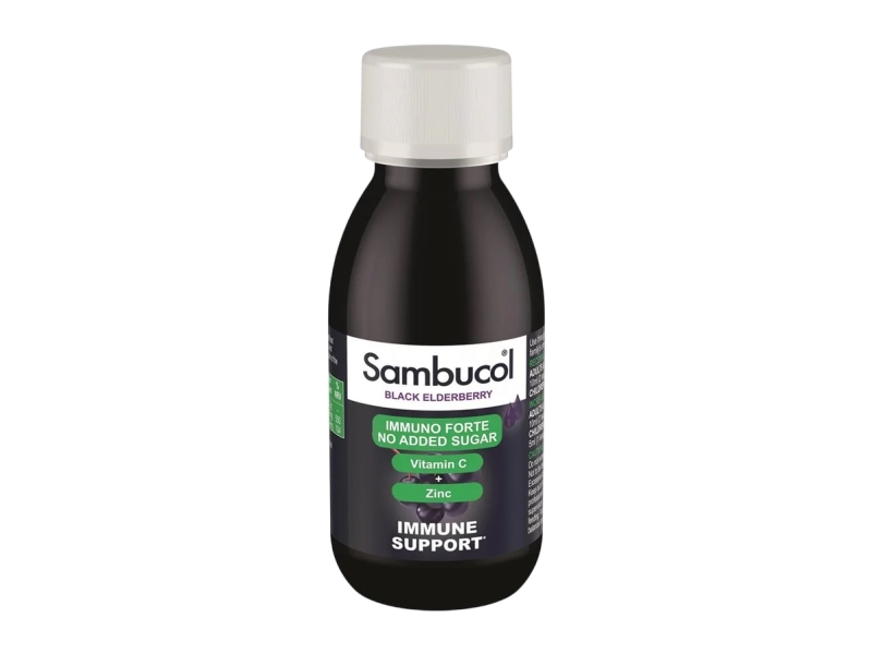 Sambucol, Immuno Forte, Sugar Free, Black Eldeberry, Vitamin C & Zinc, Support The Immune System, Syrup, 120 ml