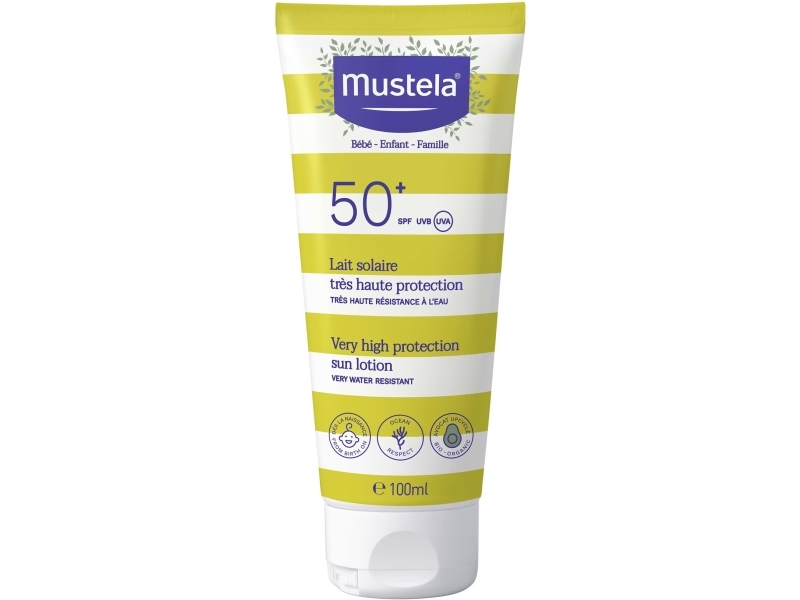 Mustela, Very High Protection, Water-Resistant, Sunscreen Lotion, SPF 50+, 100 ml | Hudvård - Solprodukter - Kroppsvård - Solkräm | GameStuff