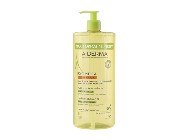 A-Derma, Exomega Control, Fragrance, Emollient, Shower Oil, Body, For Dry Skin, 1000 ml