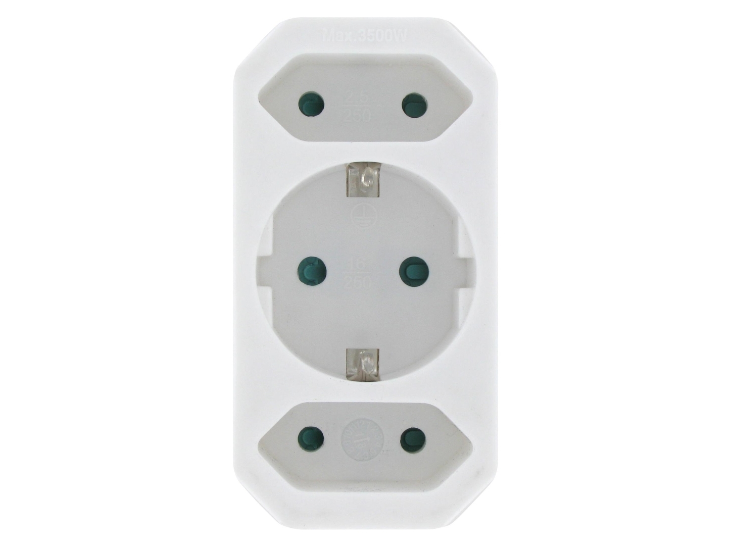Kopp 177602009, Gerade, Gerade, 250 V, 16 A, Weiß, Stecker/Buchse