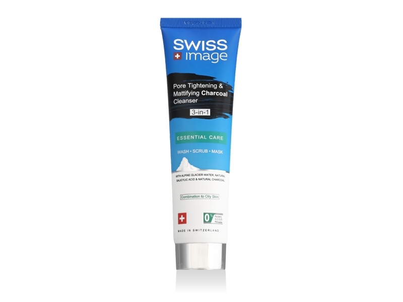 Swiss Image Essential Care Pore Tightening &Amp Mattifying Charcoal Cleanser 3 In 1 Multifunkční Čisticí Gel S Aktivním Uhlím 100 Ml