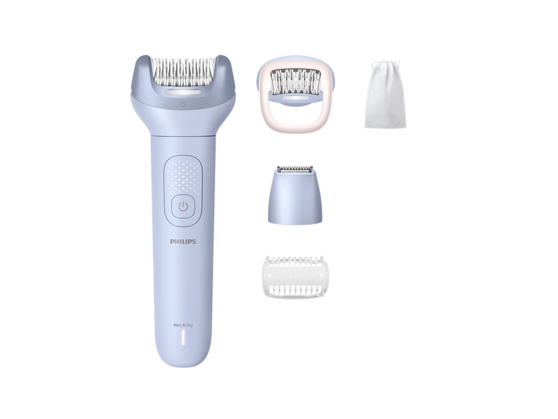PHILIPS 8000 serijas epilatorer mitrai un sausai epilesanai (5 piederumi) zils BRE711/00 (8720689042185) | Hårvård - Hårborttagning - Epilator | GameStuff
