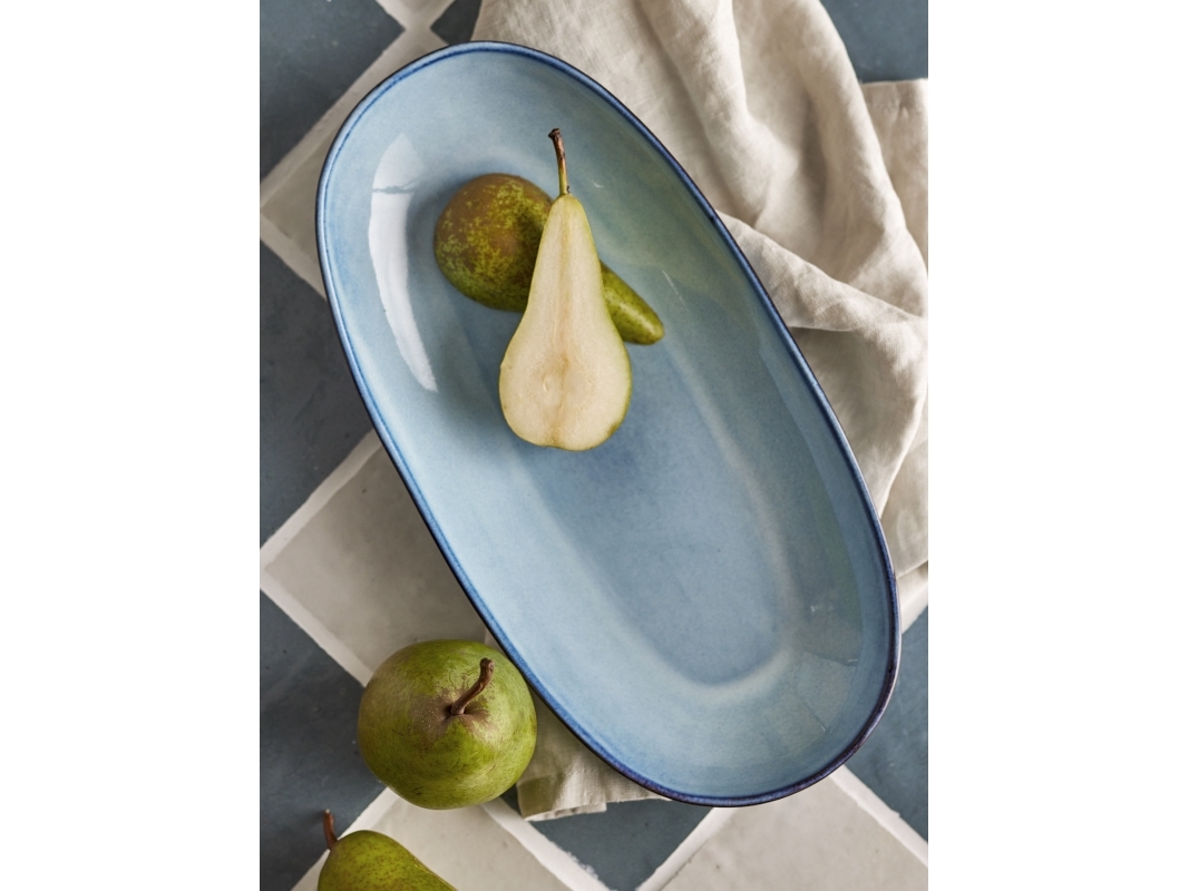Sandrine Servierplatte, Blau, Steingut