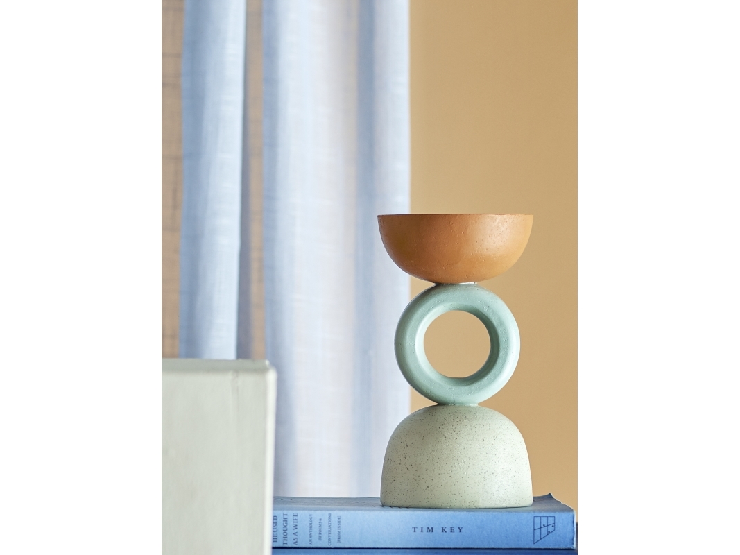 Bloomingville - Loretta Fyrfadsstage, Orange, Polyresin, D9xH17 cm