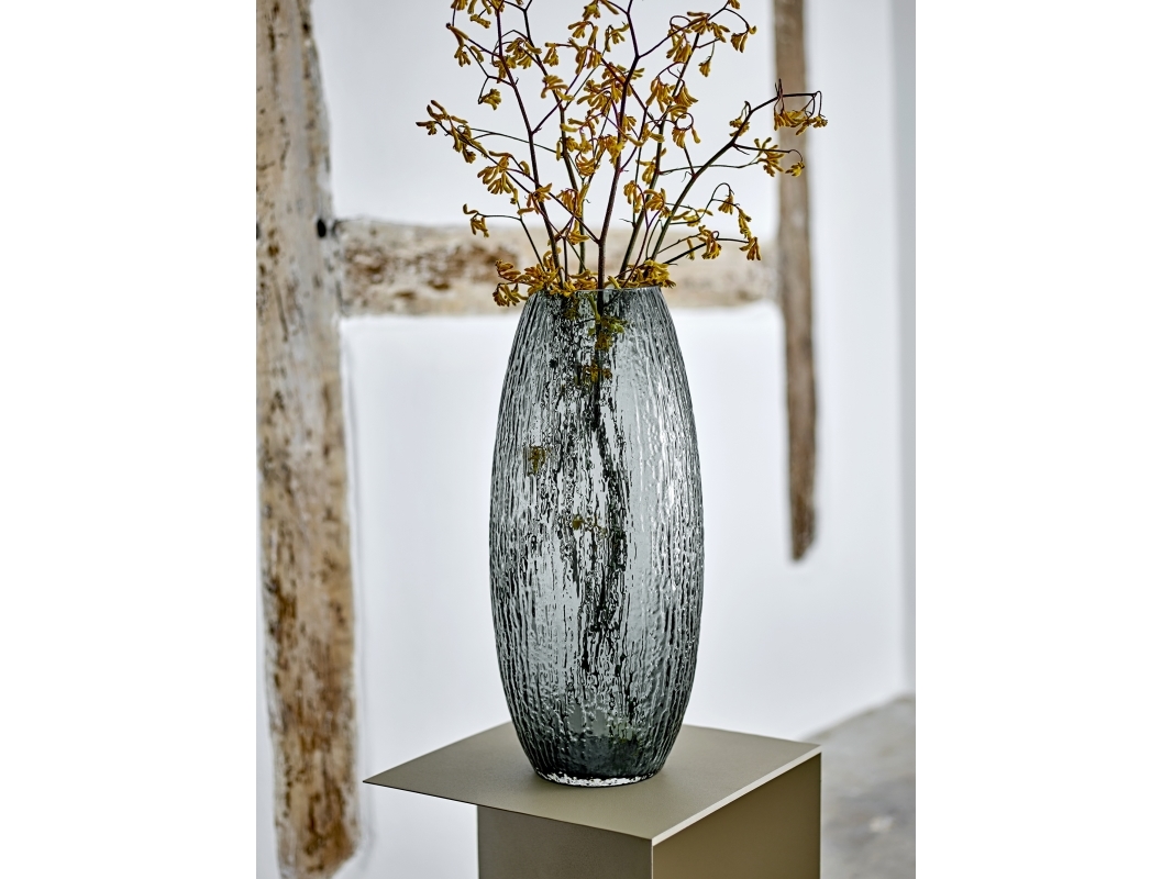 Bloomingville - Brock Vase, Grå, Glas, D22xH50 cm