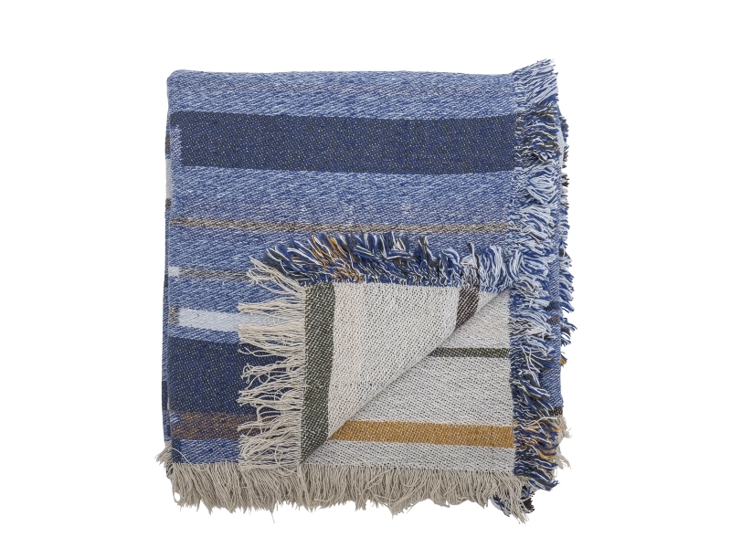 Bloomingville Toscana Plaid, Blå, Genanvendt Bomuld