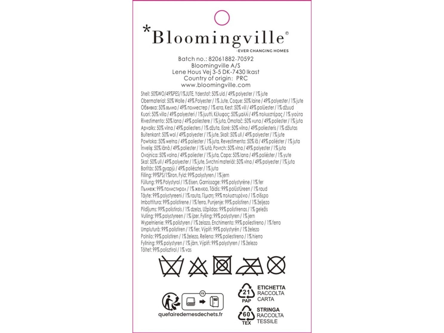 BLOOMINGVILLE Peo prydnad röd ull