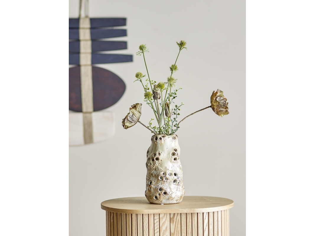 Bloomingville - Noble Vase, Natur, Stentøj, D12xH21,5 cm