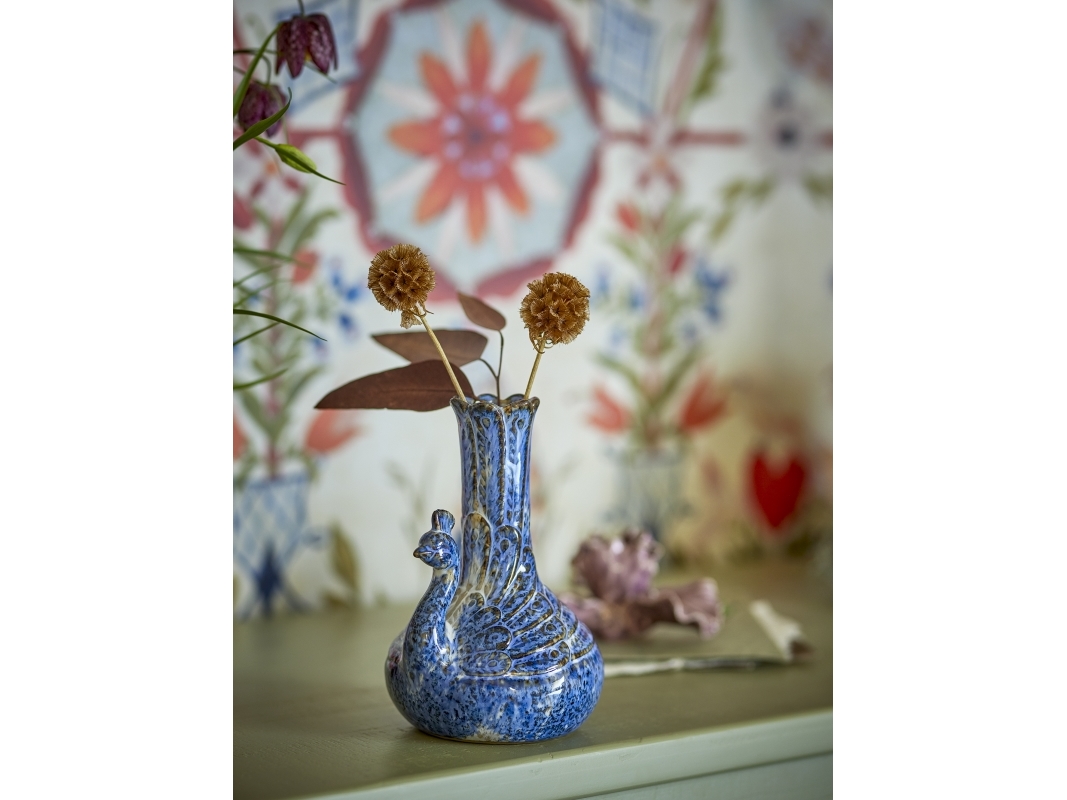 Bloomingville - Kali Vase, Blå, Stentøj, L11xH16xW10,5 cm