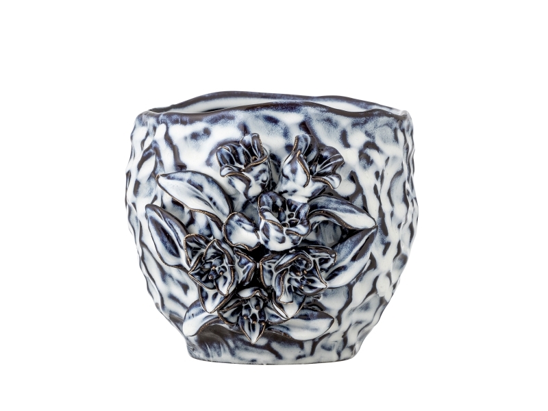 Creative Collection Malina Blumentopf, Blau, Steingut