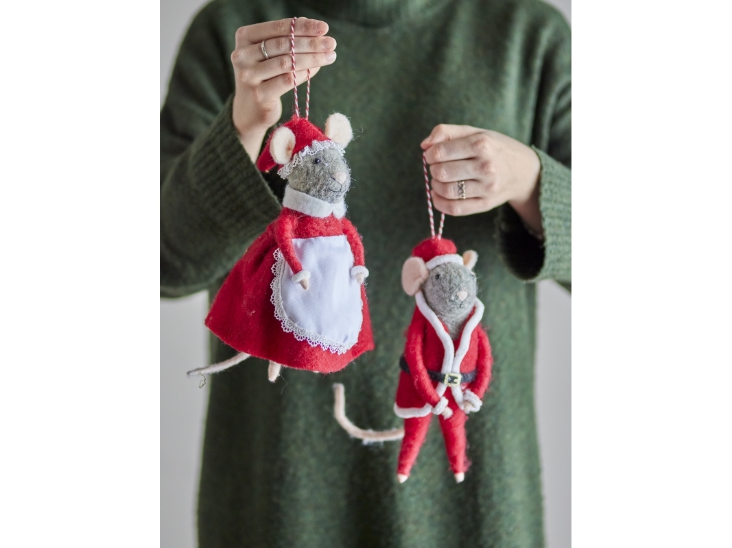 Bloomingville - Peo Ornament, Rød, Uld, L11xH23xW10 cm, Set of 2