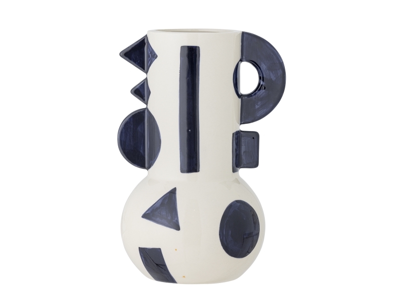Bloomingville Graphica Vase, Blue, Steingut
