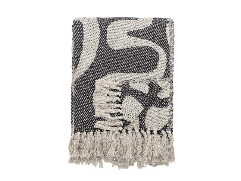 Bloomingville Salobre Plaid, Sort, Genanvendt Bomuld