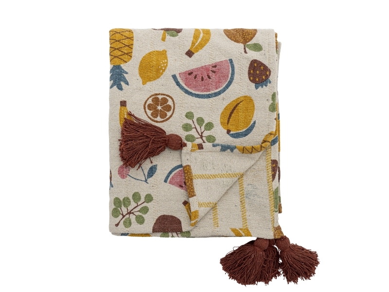 Bloomingville Mini Fruitta Plaid, Multifarvet, Genanvendt Bomuld