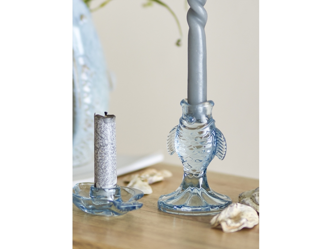 Bloomingville CREATIVE COLLECTION Linley ljusstake, blå, glas